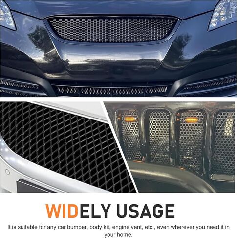 SLIMI 1 PC Car Grill Mesh Sheet, Aluminum Bumper Grille Insert Mesh, 39.37"×13" Bumper Air Intake Grids Net, Universal Auto Protective Net for Most Cars, SUVs, Trucks (Black) in Saudi Arabia