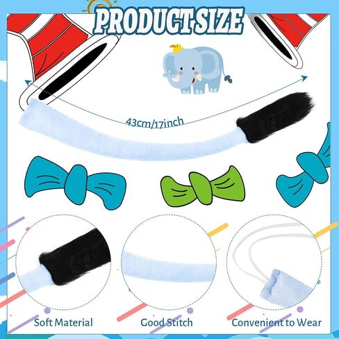 3 Pcs Elephant Costume Set Include Headband Tail and Pom Pen for Men Women Adult World Book Day Dress Up in Saudi Arabia