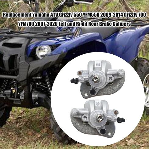 3B4-2580V-11-00 2 قطعة فرجار الفرامل الخلفي الجانب الأيسر والأيمن مع وسادات بديلة لـ Yamaha ATV Grizzly 550 YFM550 2009-2014 Grizzly 700 YFM700 2007-2020 in Saudi Arabia