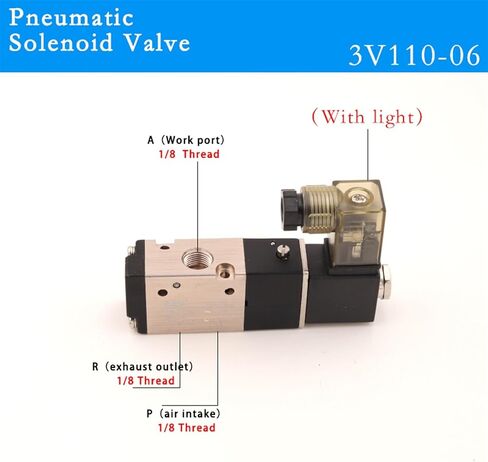 3V110-06 3V110-08 1/8" 1/4" Pneumatic Electric Solenoid Valve Gas Control Air Magnetic Valve AC 220V 110V DC24V 12V(With Line,AC110V) in Saudi Arabia