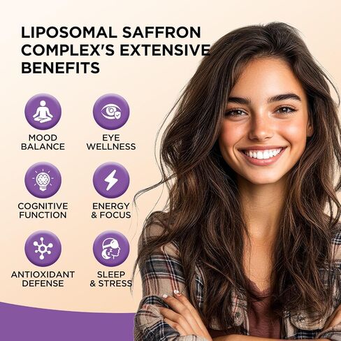 Liposomal Saffron Supplements, 89 mg Saffron Extract Liquid Drops with Ashwagandha, Turmeric, Vitamin A & D3 for Antioxidant, Immune, Mood, Energy, Focus & Sleep, Strawberry Flavor 2 Fl Oz in Saudi Arabia