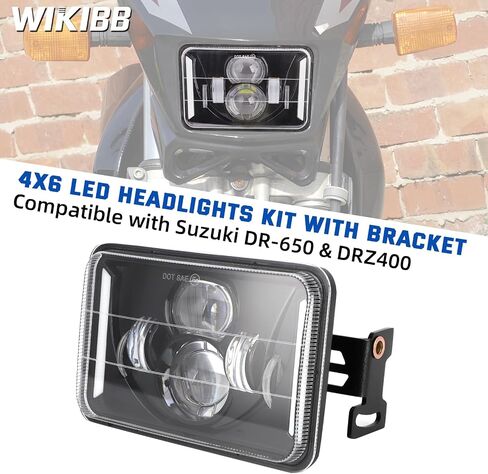 4x6 LED Headlights Kit with Bracket Compatible with Suzuki DR-650 & DRZ400, Motorcycle Brightness Headlight Replacement With Mounting Hardware High & Low Beam in Saudi Arabia