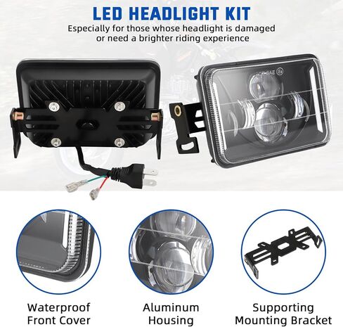 4x6 LED Headlights Kit with Bracket Compatible with Suzuki DR-650 & DRZ400, Motorcycle Brightness Headlight Replacement With Mounting Hardware High & Low Beam in Saudi Arabia