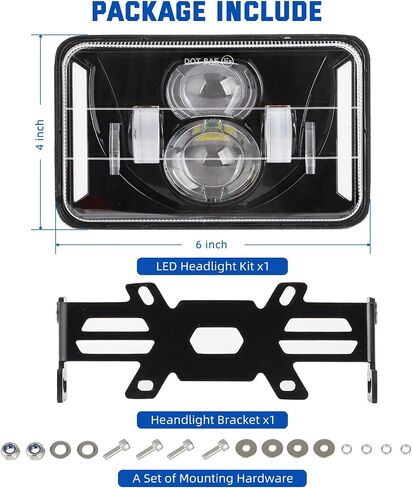 4x6 LED Headlights Kit with Bracket Compatible with Suzuki DR-650 & DRZ400, Motorcycle Brightness Headlight Replacement With Mounting Hardware High & Low Beam in Saudi Arabia
