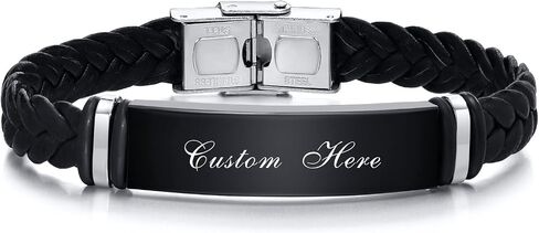 Personalized Leather Bracelets Gift for Dad - with Jewelry Box,Customized Names Beads Family Bracelets,Thanksgiving for Dad Grandpa Uncle Husband in Saudi Arabia