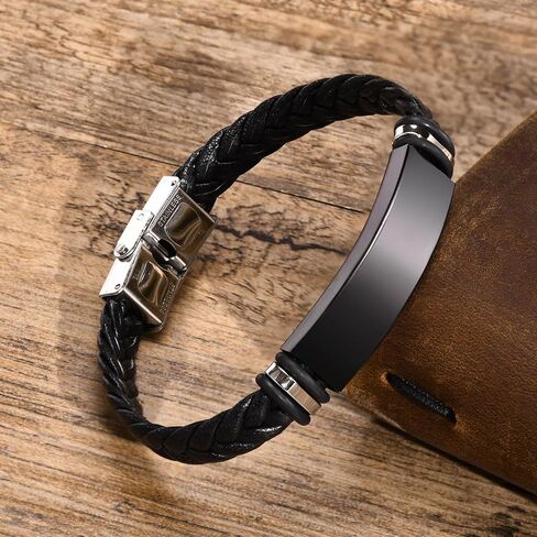 Personalized Leather Bracelets Gift for Dad - with Jewelry Box,Customized Names Beads Family Bracelets,Thanksgiving for Dad Grandpa Uncle Husband in Saudi Arabia