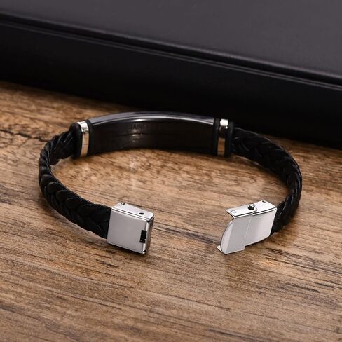 Personalized Leather Bracelets Gift for Dad - with Jewelry Box,Customized Names Beads Family Bracelets,Thanksgiving for Dad Grandpa Uncle Husband in Saudi Arabia
