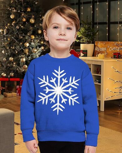 Tstars Big White Snowflake Kids Long Sleeve T-Shirt Ugly Christmas Sweater Style 4T in Saudi Arabia