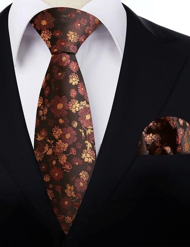 Alizeal Mens 3.15inch Unique Floral Tie with Floral Print Pocket Square in Saudi Arabia