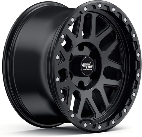 RockTrix RT110 17 inch Wheel Compatible with Chevrolet Colorado Silverado 1500 6x5.5" (6x139.7) Bolt Pattern, 17x9 (-12 Offset, 4.5 Backspace) Also Fits GMC Canyon Sierra 1500, Black in Saudi Arabia