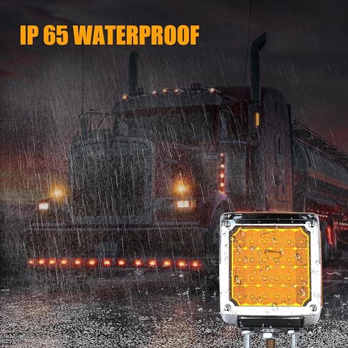 2 قطعة مربعة مزدوجة الوجه 60 مصباح إشارة الانعطاف LED مع 3 دعامات تثبيت متوافقة مع نصف شاحنة مقطورة Freightliner Peterbilt Kenworth Mack Western Star Amber/Red Pedestal Fender Lights in Kuwait