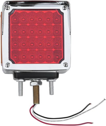 2 قطعة مربعة مزدوجة الوجه 60 مصباح إشارة الانعطاف LED مع 3 دعامات تثبيت متوافقة مع نصف شاحنة مقطورة Freightliner Peterbilt Kenworth Mack Western Star Amber/Red Pedestal Fender Lights in Kuwait