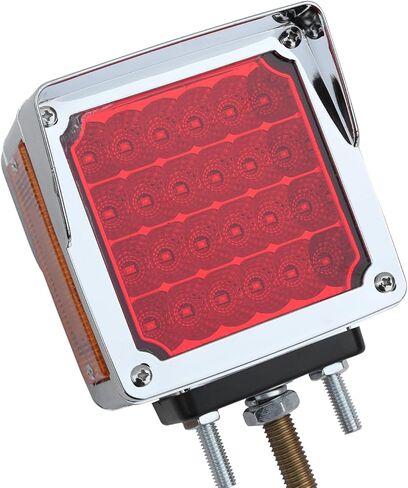 2 قطعة مربعة مزدوجة الوجه 60 مصباح إشارة الانعطاف LED مع 3 دعامات تثبيت متوافقة مع نصف شاحنة مقطورة Freightliner Peterbilt Kenworth Mack Western Star Amber/Red Pedestal Fender Lights in Kuwait