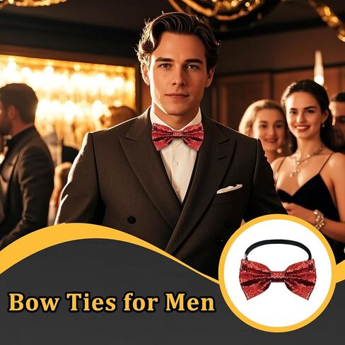 Bow Ties for Men Sequin Sparkly Mens Bow Tie Glitter Pre-Tied Bowtie for Tuxedo Shirt Party Wedding Prom in Saudi Arabia