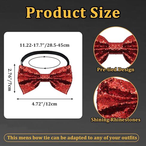 Bow Ties for Men Sequin Sparkly Mens Bow Tie Glitter Pre-Tied Bowtie for Tuxedo Shirt Party Wedding Prom in Saudi Arabia