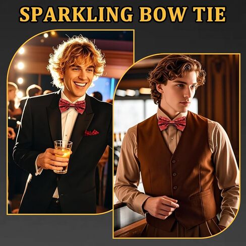 Bow Ties for Men Sequin Sparkly Mens Bow Tie Glitter Pre-Tied Bowtie for Tuxedo Shirt Party Wedding Prom in Saudi Arabia