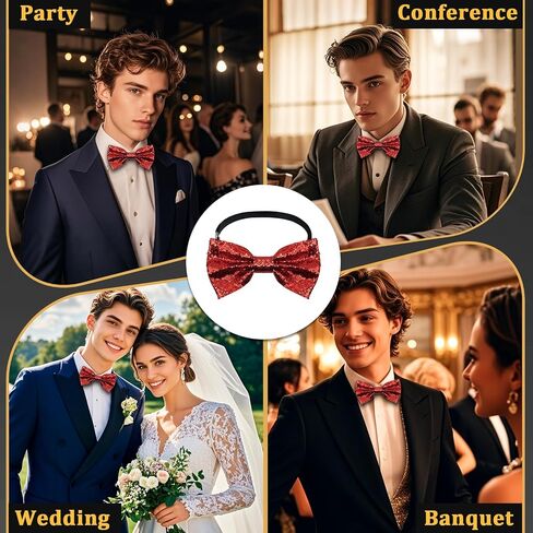 Bow Ties for Men Sequin Sparkly Mens Bow Tie Glitter Pre-Tied Bowtie for Tuxedo Shirt Party Wedding Prom in Saudi Arabia