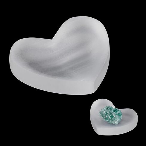 FINGERINSPIRE Natural Selenite Crystal Bowl Heart Shape White Smoke Color 2.16x2.55inch Decorative Bowl for Jewelry Storage Perfect for Bracelets, Earrings Necklaces, and Crystal Healing Enthusiasts in Saudi Arabia