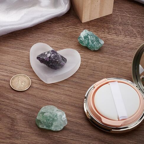 FINGERINSPIRE Natural Selenite Crystal Bowl Heart Shape White Smoke Color 2.16x2.55inch Decorative Bowl for Jewelry Storage Perfect for Bracelets, Earrings Necklaces, and Crystal Healing Enthusiasts in Saudi Arabia