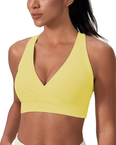 Womens Sports Bra Racerback Workout Crop Tank Tops Medium Impact Yoga Bra V Neck Tank Top with Removable Cups in Saudi Arabia