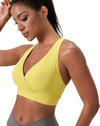 Womens Sports Bra Racerback Workout Crop Tank Tops Medium Impact Yoga Bra V Neck Tank Top with Removable Cups in Saudi Arabia