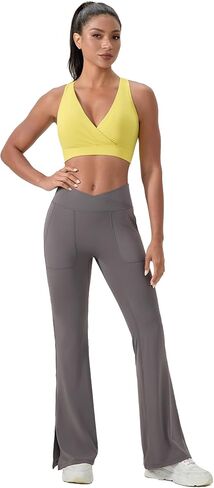 Womens Sports Bra Racerback Workout Crop Tank Tops Medium Impact Yoga Bra V Neck Tank Top with Removable Cups in Saudi Arabia