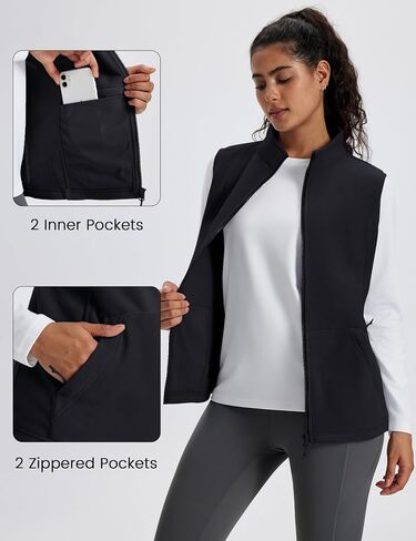 MAGCOMSEN Women's Fleece Vest Outerwear Sleeveless Lightweight Zip Jacket Warm Soft Hiking Running Vest Zipper Pockets in Saudi Arabia