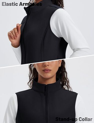 MAGCOMSEN Women's Fleece Vest Outerwear Sleeveless Lightweight Zip Jacket Warm Soft Hiking Running Vest Zipper Pockets in Saudi Arabia
