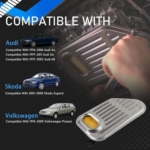 Automatic Transmission Filter Oil Pan Gasket Kit Compatible With 1996-2011 Audi A4 A6 A8 Skoda Superb VW Passat Replaces 01V-325-429 01V325429 in Saudi Arabia