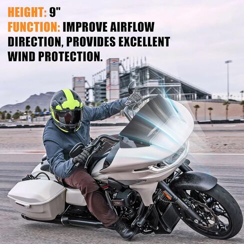 PSLER 9" Wave Windshield - Windscreen Wind Splitter Road Glide Front Fairing for Road Glide CVO ST FLTRXSE FLTRXSTSE FLTRX 2023-2025(Black) in Saudi Arabia