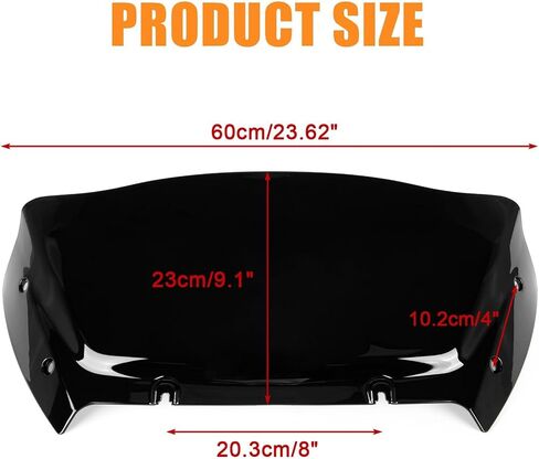 PSLER 9" Wave Windshield - Windscreen Wind Splitter Road Glide Front Fairing for Road Glide CVO ST FLTRXSE FLTRXSTSE FLTRX 2023-2025(Black) in Saudi Arabia