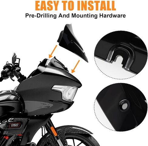 PSLER 9" Wave Windshield - Windscreen Wind Splitter Road Glide Front Fairing for Road Glide CVO ST FLTRXSE FLTRXSTSE FLTRX 2023-2025(Black) in Saudi Arabia
