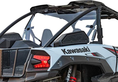 SuperATV 1/4" Lightly Tinted Polycarbonate Full Rear Windshield for 2020+ Kawasaki Teryx KRX 1000 | 250X Stronger Than Glass | Eliminates Suction | Pre-Assembled for Easy Installation | USA Made in Saudi Arabia