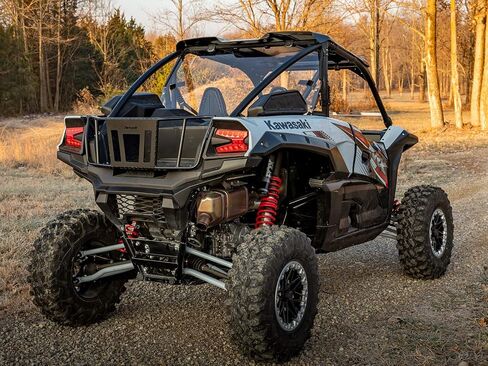 SuperATV 1/4" Lightly Tinted Polycarbonate Full Rear Windshield for 2020+ Kawasaki Teryx KRX 1000 | 250X Stronger Than Glass | Eliminates Suction | Pre-Assembled for Easy Installation | USA Made in Saudi Arabia