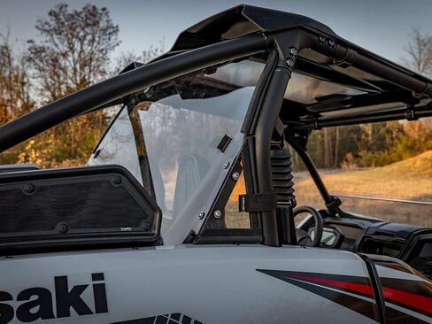 SuperATV 1/4" Lightly Tinted Polycarbonate Full Rear Windshield for 2020+ Kawasaki Teryx KRX 1000 | 250X Stronger Than Glass | Eliminates Suction | Pre-Assembled for Easy Installation | USA Made in Saudi Arabia