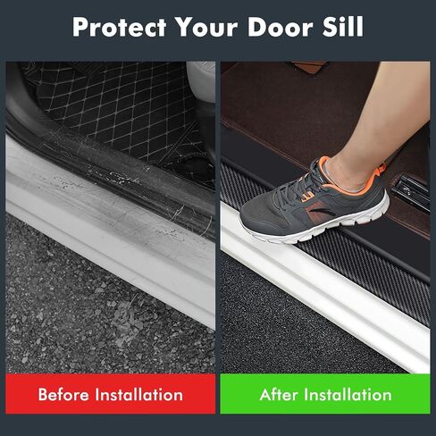 Car Door Sill Protector Compatible with Ridgeline: Door Entry Guard Scuff Sill Protector Plate- Carbon Fiber Anti-Scratch Sticker Compatible with Ridgeline 2005-2024 2025 Accessories 4Pcs (White) in Saudi Arabia