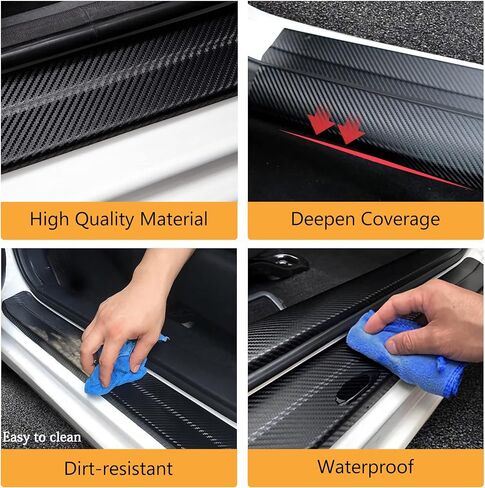 Car Door Sill Protector Compatible with Ridgeline: Door Entry Guard Scuff Sill Protector Plate- Carbon Fiber Anti-Scratch Sticker Compatible with Ridgeline 2005-2024 2025 Accessories 4Pcs (White) in Saudi Arabia