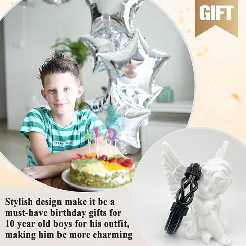 10th-18th Birthday Gifts for Teens Boys Men, 10 11 12 13 14 15 16 17 18 Year Old Gifts for Son Grandson Nephew Friend Mens Leather Birthday Bracelet in Saudi Arabia