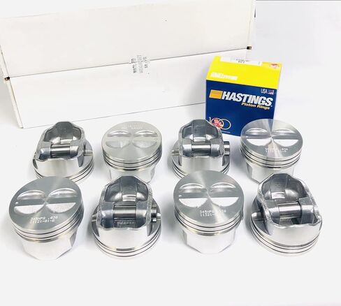 Set of 8 Flat Top Pistons & Rings compatible with 1968-73 307 Chevy. Standard 3.875 Bore diameter. in Saudi Arabia