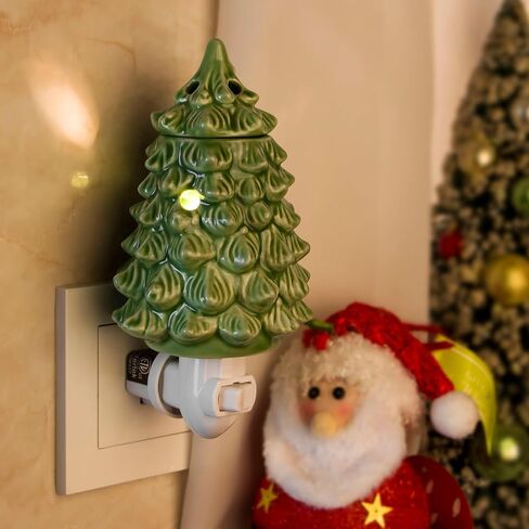 STARMOON Pluggable Fragrance Warmer Wax Melter for Christmas Decoration Home/Dorm/Office No Flame No Smoke No Soot Packaged Together with Two Bulbs - Lovely Christmas Tree in Kuwait