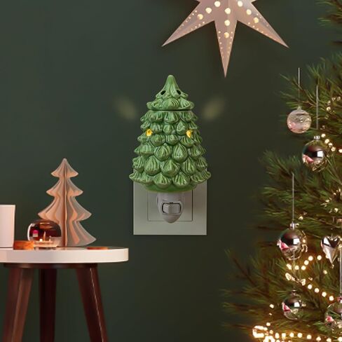 STARMOON Pluggable Fragrance Warmer Wax Melter for Christmas Decoration Home/Dorm/Office No Flame No Smoke No Soot Packaged Together with Two Bulbs - Lovely Christmas Tree in Kuwait