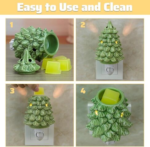 STARMOON Pluggable Fragrance Warmer Wax Melter for Christmas Decoration Home/Dorm/Office No Flame No Smoke No Soot Packaged Together with Two Bulbs - Lovely Christmas Tree in Kuwait