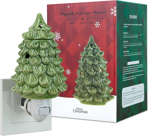 STARMOON Pluggable Fragrance Warmer Wax Melter for Christmas Decoration Home/Dorm/Office No Flame No Smoke No Soot Packaged Together with Two Bulbs - Lovely Christmas Tree in Kuwait