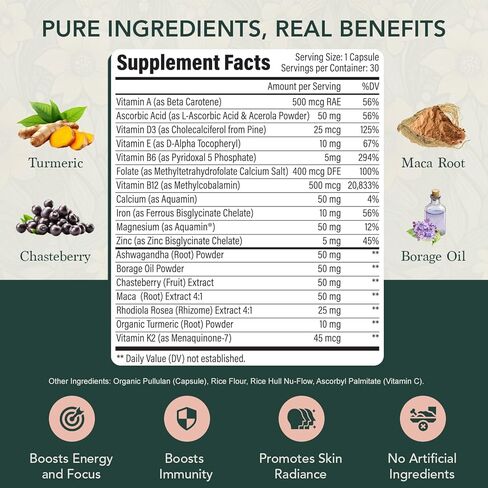 Elements of Life Multivitamin for Women – Daily Women’s Vitamins with MethyFolate, Organic Ingredients & Natural Supplements for Energy, Vitality & Health – Multivitamin for Women Hair & Skin Support in Saudi Arabia