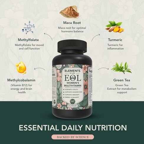 Elements of Life Multivitamin for Women – Daily Women’s Vitamins with MethyFolate, Organic Ingredients & Natural Supplements for Energy, Vitality & Health – Multivitamin for Women Hair & Skin Support in Saudi Arabia