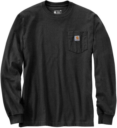 تي شيرت Carhartt رجالي فضفاض ثقيل الوزن بأكمام طويلة وجيب برسوم غزال in Saudi Arabia