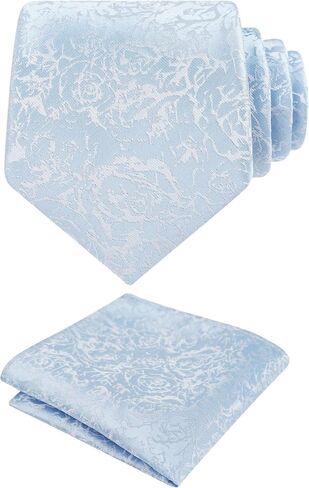 Alizeal Mens 3.15inches Rose Flower Pattern Tie with Floral Printed Pocket Square Set in Saudi Arabia
