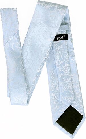 Alizeal Mens 3.15inches Rose Flower Pattern Tie with Floral Printed Pocket Square Set in Saudi Arabia