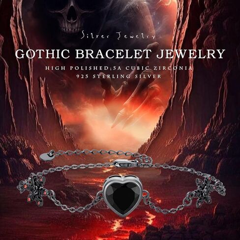 OHAYOO Skull Bracelet Sterling Silver Skeleton Hand Pendant Bracelet Gothic Halloween Jewelry Gift for Women in Kuwait