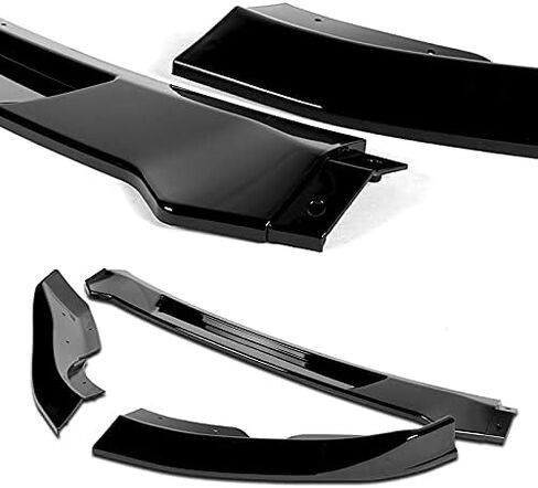 Stay-Tuned, CT-Style ABS Front Bumper Lip Spoiler Body Kit + Universal Side Skirt Extensions Splitters Diffuser, Compatible with 2009-2012 Nissan 370Z Z34, Exterior Accessory (Unpainted Black) in Saudi Arabia